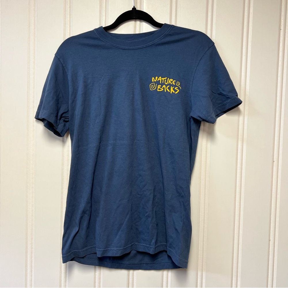 Comfort Colors Blue Tee with Yellow Nature Backs Chest Graphic NEW
